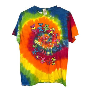 Colortone Mens Multicolor Tie Dye T Shirt M Short Sleeve Bears Hippie Grateful